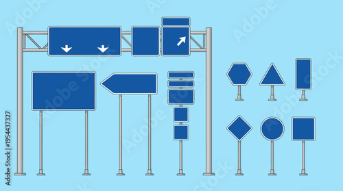 Blank Road Signs and Guideposts Set