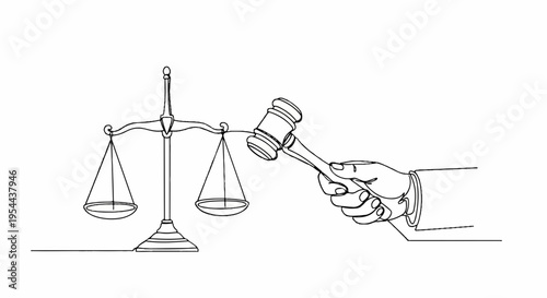 Justice scale with gavel in hand symbolizing law and order balance and fairness concept