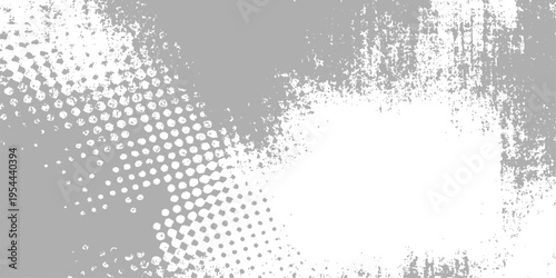 Abstract artistic composition in grayscale, grunge and halftone patterns combine to create a visually textured background. Evoking a sense of edgy sophistication. 