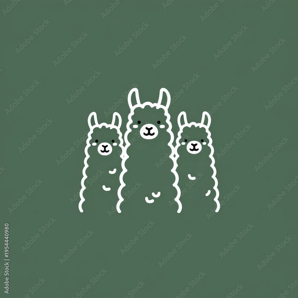 Fototapeta premium three cute llamas standing together