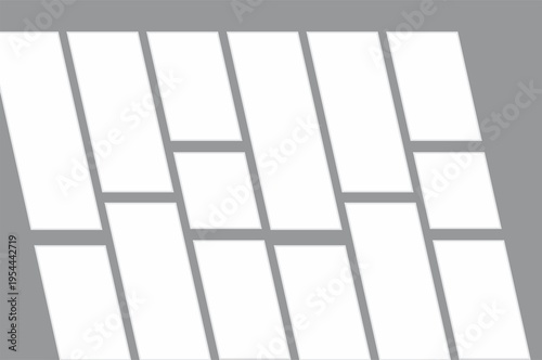 Window shadow overlay effect on wall. Window frame shadow overlay. Shadow overlay for product mockups