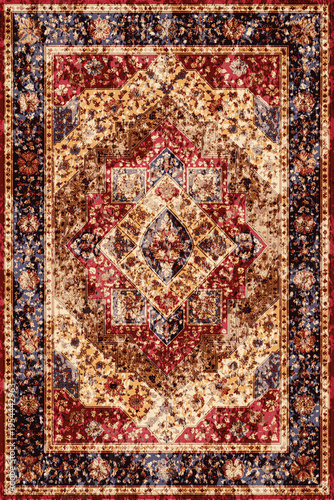 Folk style traditional printed Carpet with trending colors and texture in high resolution
