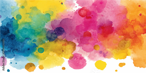 A vibrant watercolor explosion, displaying a colorful wash of joyful paints, capturing dynamic artistry with various hues creating a visually rich and emotionally stimulating experience.