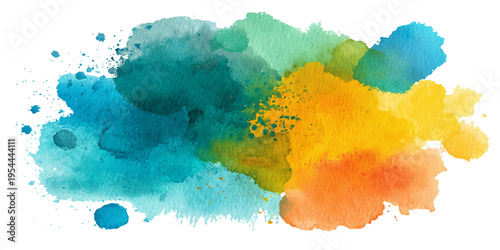 Vibrant abstract watercolor splashes in a dynamic composition, exuding an artistic and creative essence, perfect for adding a burst of color and expressive flair to any design or project.