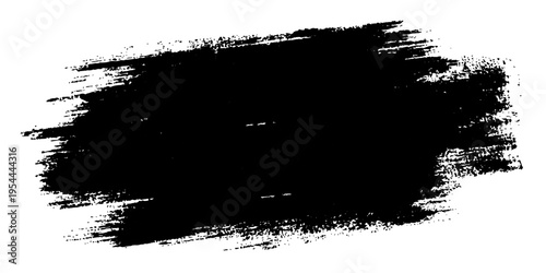 Bold, expressive brushstrokes of black paint create a striking and dynamic visual texture. The artwork's raw energy and bold contrast commands attention and evokes a sense of intensity.