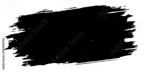 A bold, rough-edged brushstroke of black paint on a pristine canvas. A raw and expressive artistic element, perfect for adding texture and visual interest.