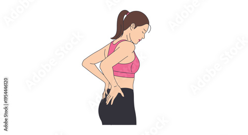 Woman experiencing lower back pain while stretching or exercising