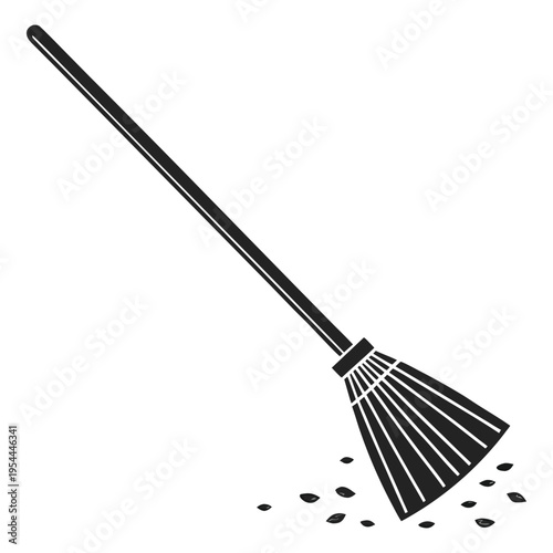 stylized black silhouette of a broom