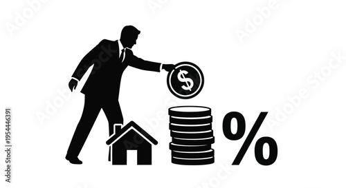 Man inserting money into a stack representing growth and investment