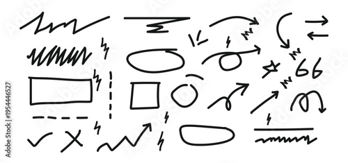 Collection of hand drawn arrows and shapes