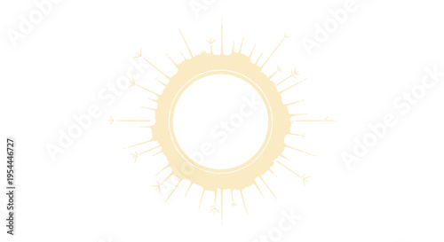 A radiant golden circle with sparkling rays emanating outwards