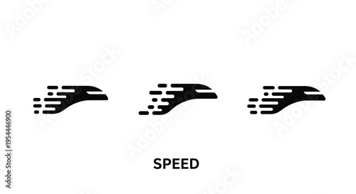 Three speed lines illustrating motion and velocity a dark silhouette