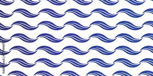 Elegant blue wave pattern on white background for textiles eps 10