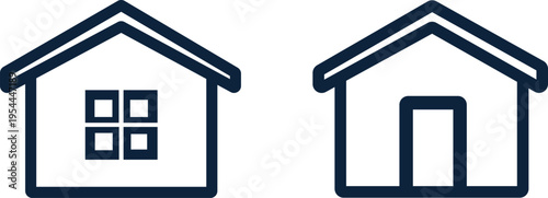house outline icon set real estate building symbols, minimal home icon collection property line design, residential building icon simple house symbol set