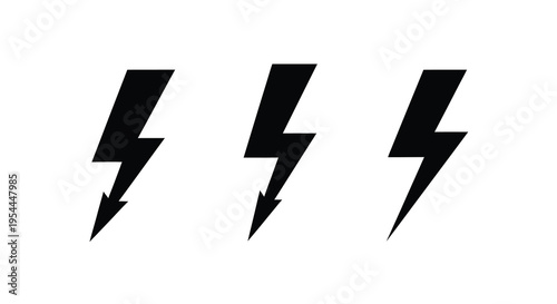 Three black lightning bolts displayed against a white background silhouette