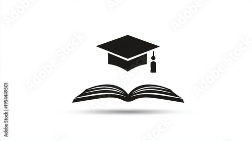 Wallpaper Mural Simple Vector Icon of a Floating Graduation Cap Above an Open Book on a Clean Background Torontodigital.ca