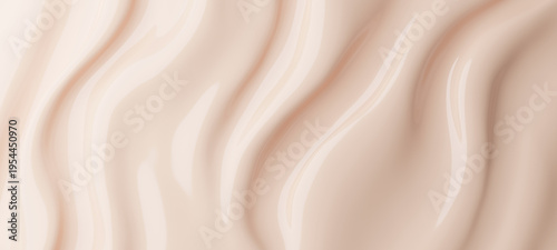 фотографія Luxury beige liquid foundation texture with elegant soft waves for cosmetic prod