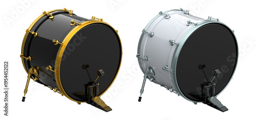 Canvas Print Set of drums with pedal on white background