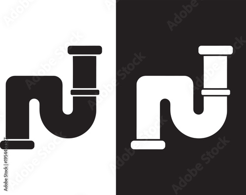 sink pipe vector icon, plumbing pipe corner fitting, vector illustration