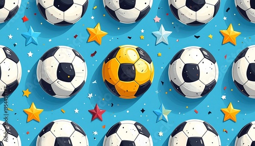 Soccer Ball Pattern with a Central Yellow Accent Ball