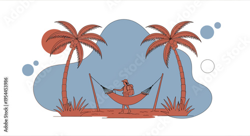 Tropical Hammock Relaxation Illustration