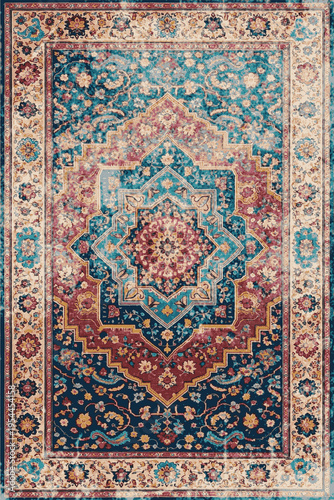 Folk style traditional printed Carpet with trending colors and texture in high resolution
