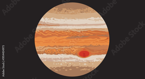 Jupiter planet with red spot.