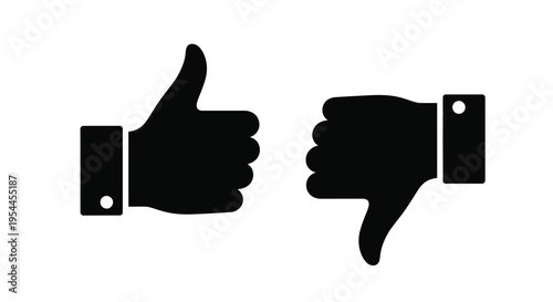 Two hands displaying opposing gestures thumbs up and down silhouette