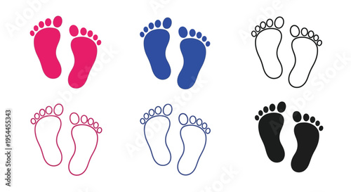 Colorful footprints in varying shades a simple graphic silhouette