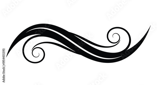 Abstract black wave design with swirling curves a striking silhouette