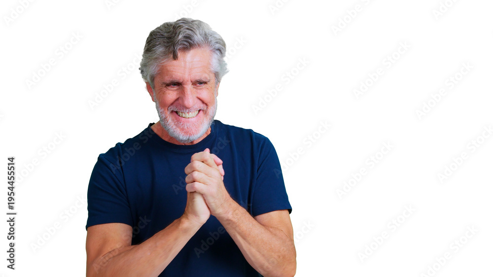 Αυτοκόλλητο Happy senior man smiling with excitement on transparent background