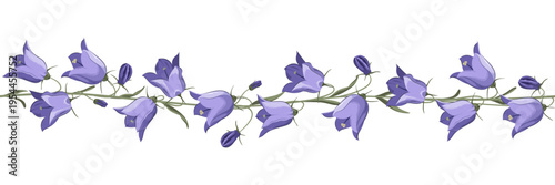 Seamless horizontal border with bells. Vector illustration.
