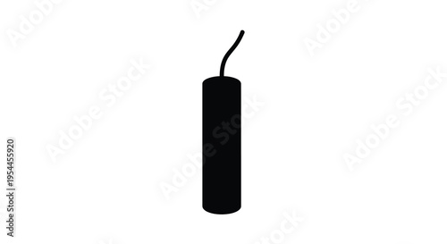 Simple black silhouette of a dynamite stick with a fuse silhouette