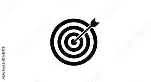 A black target with an arrow hitting the bullseye a striking silhouette