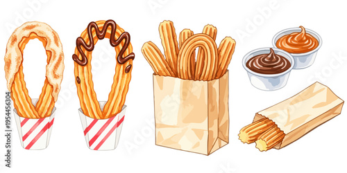 テイクアウトチュロスとディップソースセット｜チュロス スイーツ デザート 食べ歩き カフェ スナック 揚げ菓子 ドーナツ