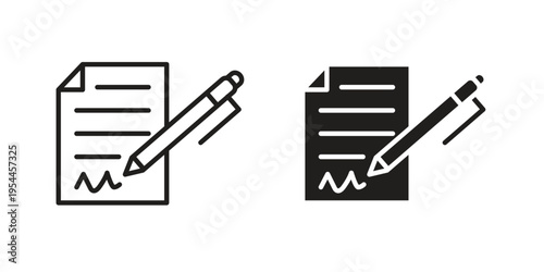 Agreement icon symbol. Vector outline drawing. Editable stroke.