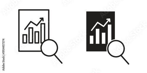 Analytics report icon symbol. Vector outline drawing. Editable stroke.
