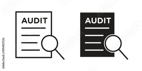 Audit report icon symbol. Vector outline drawing. Editable stroke.