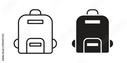 Backpack icon symbol. Vector outline drawing. Editable stroke.