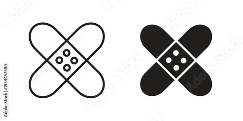 Band aid icon symbol. Vector outline drawing. Editable stroke.