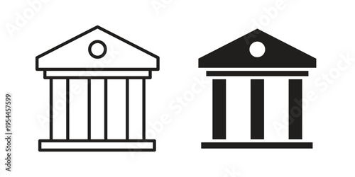 Bank icon symbol. Vector outline drawing. Editable stroke.