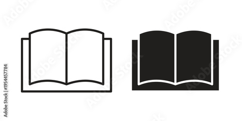Book icon symbol. Vector outline drawing. Editable stroke.