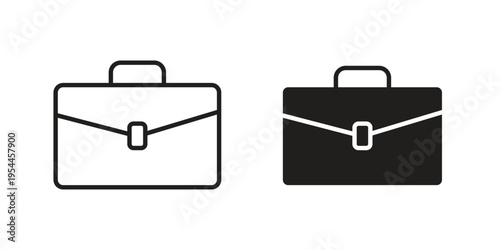 Briefcase icon symbol. Vector outline drawing. Editable stroke.