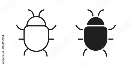 Bug icon symbol. Vector outline drawing. Editable stroke.