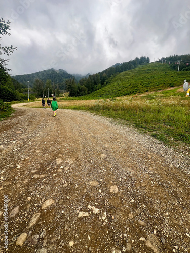 Road in the Sochi mountains in Krasnaya Polyana at 960 meters above sea level.