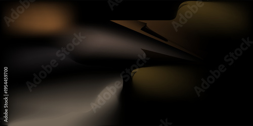 Abstract dark background with smooth flowing shapes and warm golden gradient highlights. Elegant modern design suitable for luxury themes, wallpapers, banners, and creative digital layouts.