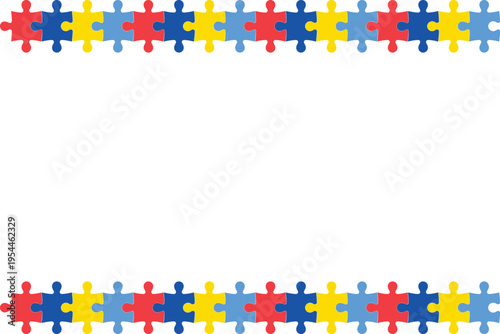 Autism Awareness Puzzle Banner Template for World Awareness Day.  Puzzle Pieces Background for Support, Inclusion and Social Campaign Design