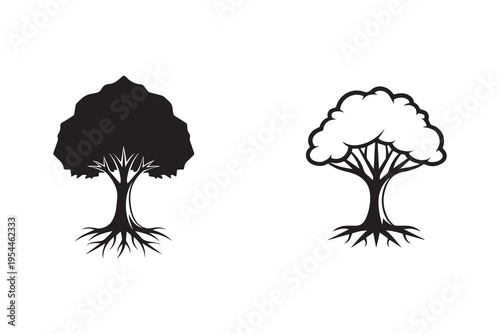 Classic Nature Tree Silhouette on white background