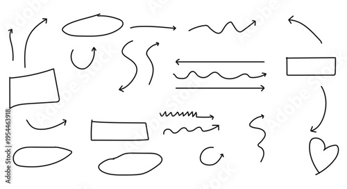 Collection of various hand drawn shapes and lines