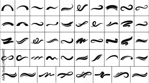 Foto Variety of black calligraphic swooshes, underlines, and decorative strokes vecto